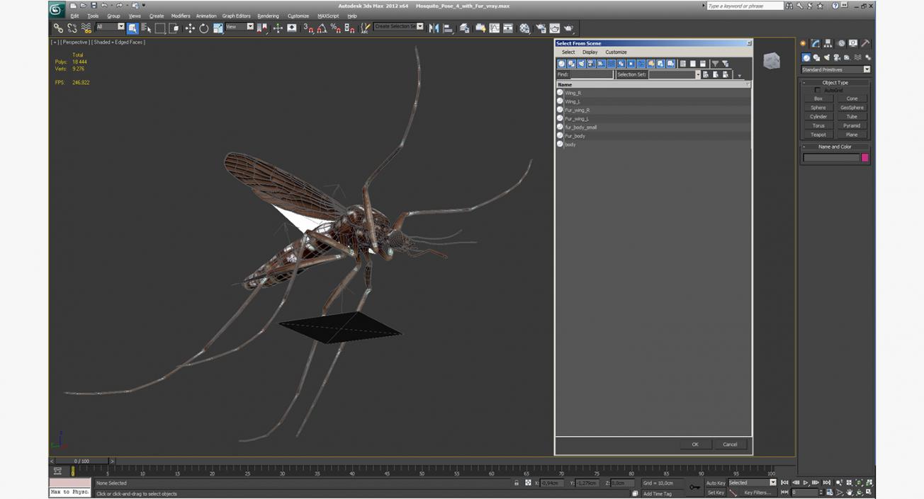 3D Mosquito Flies with Fur model