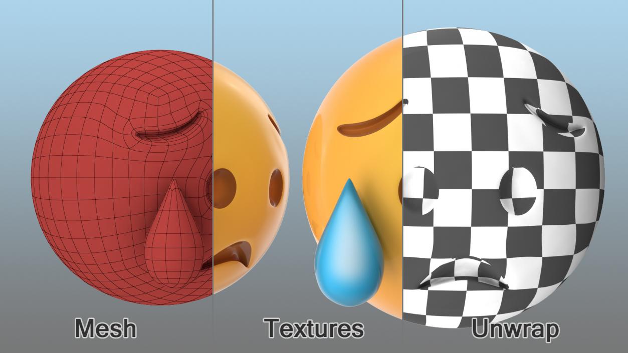 3D Disappointed but Relieved Emoji