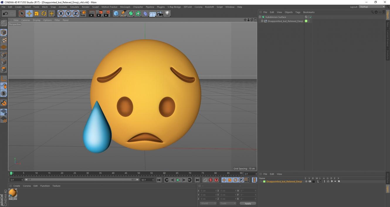 3D Disappointed but Relieved Emoji