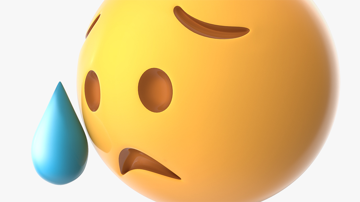 3D Disappointed but Relieved Emoji