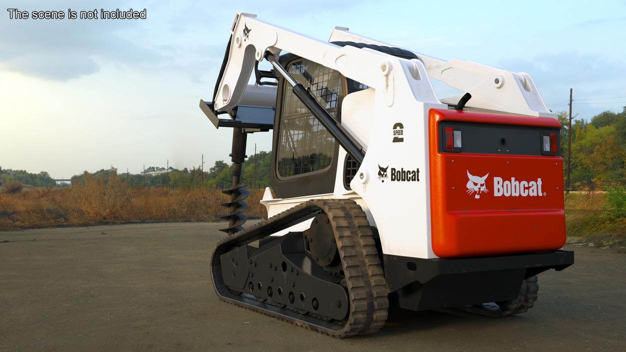 Bobcat Track Loader with Auger Rigged 3D