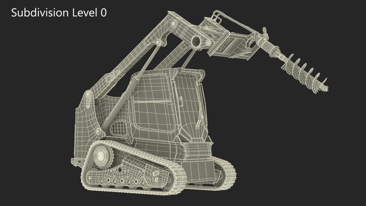 Bobcat Track Loader with Auger Rigged 3D