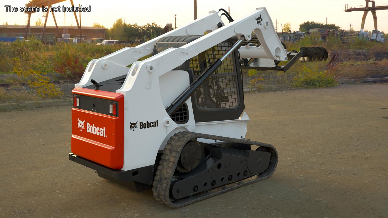 Bobcat Track Loader with Auger Rigged 3D