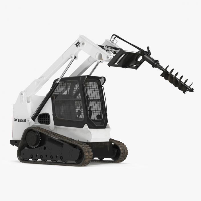 Bobcat Track Loader with Auger Rigged 3D