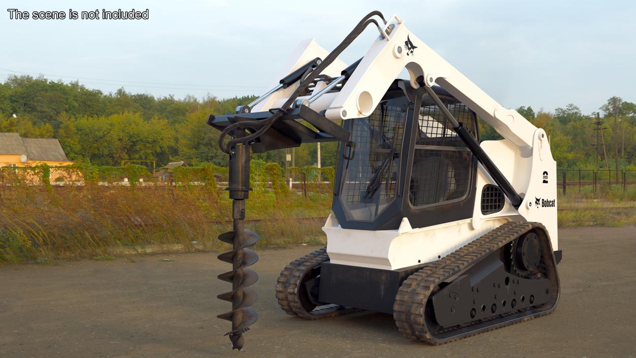 Bobcat Track Loader with Auger Rigged 3D