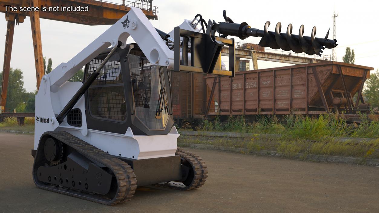 Bobcat Track Loader with Auger Rigged 3D