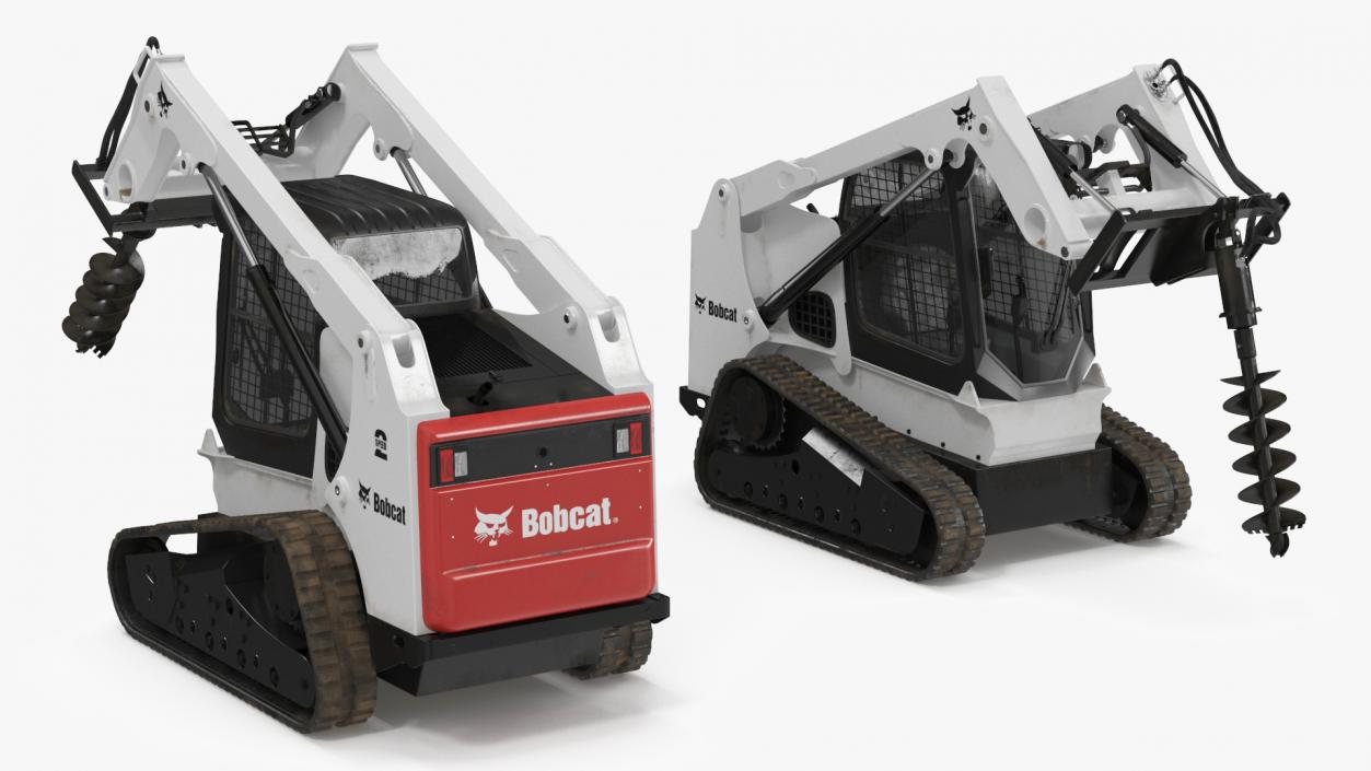 Bobcat Track Loader with Auger Rigged 3D