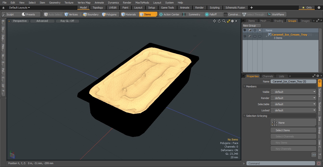 Caramel Ice Cream Tray 3D