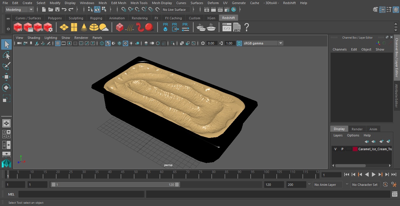 Caramel Ice Cream Tray 3D