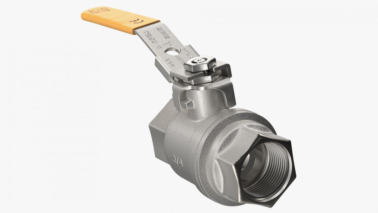 Standard Water Ball Valve Silver 3D