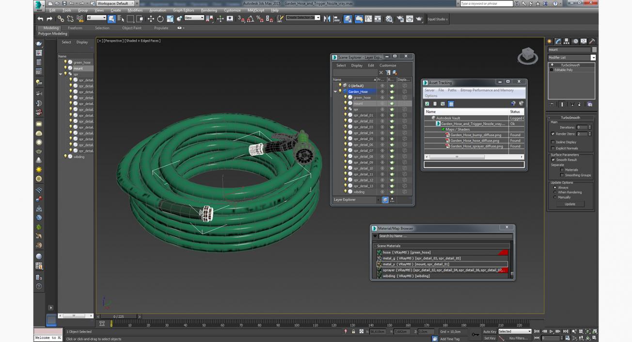 3D model Garden Hose and Trigger Nozzle