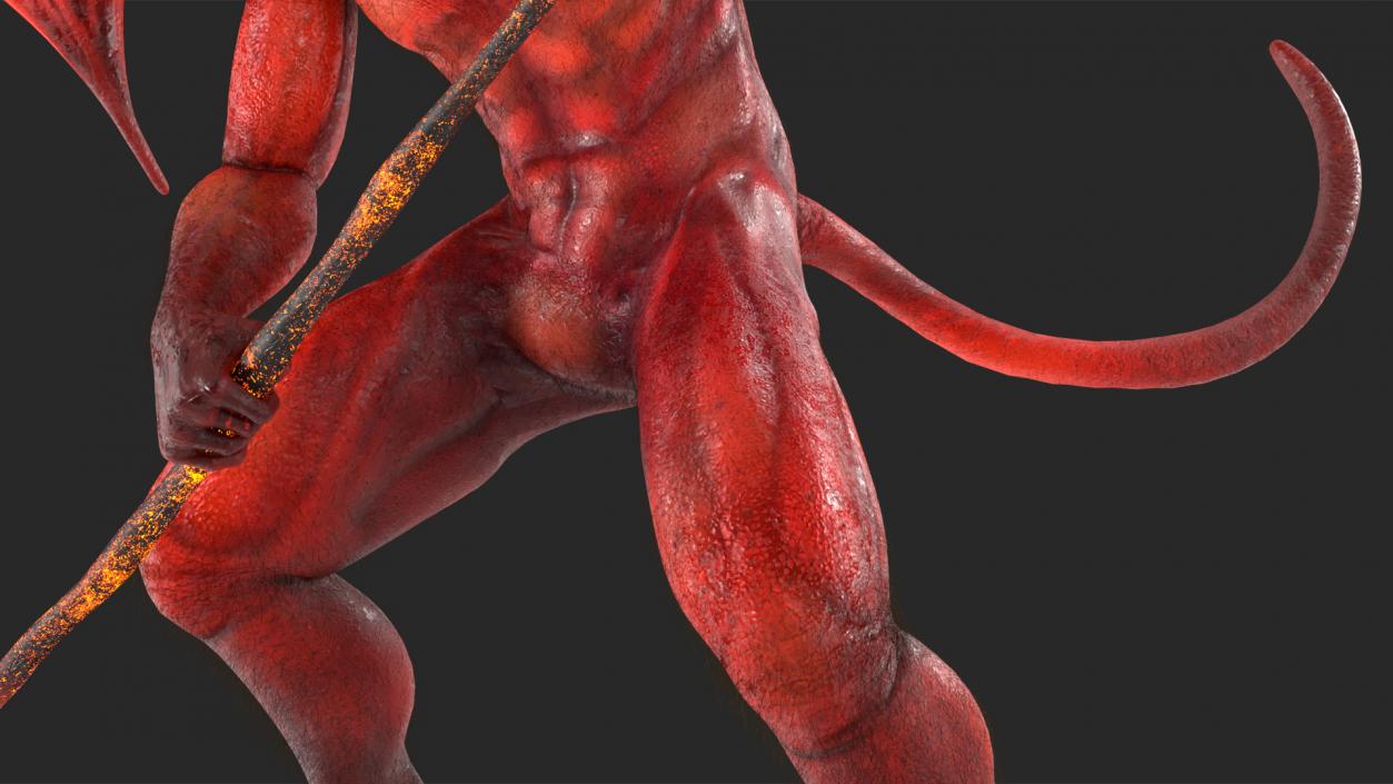 Devil Character with Trident Angry Pose 3D model