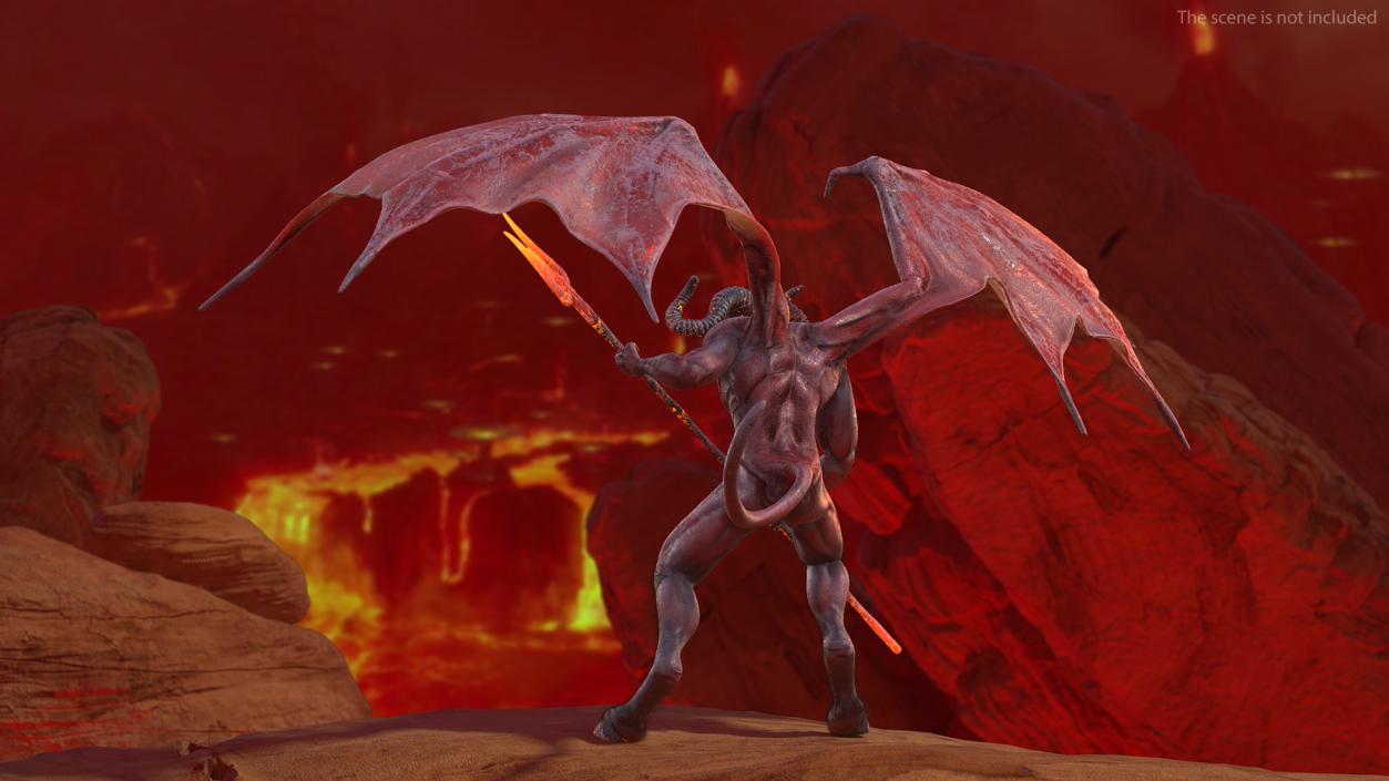 Devil Character with Trident Angry Pose 3D model