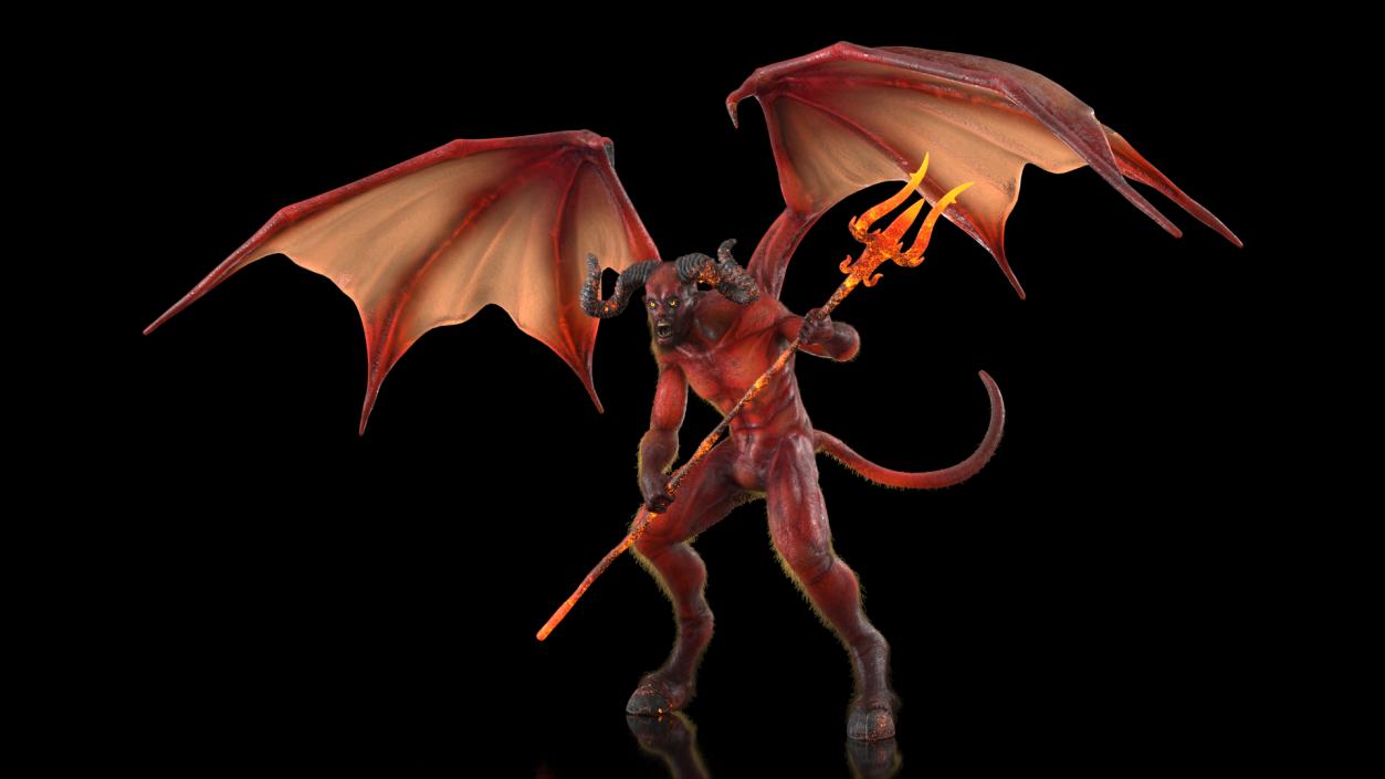 Devil Character with Trident Angry Pose 3D model