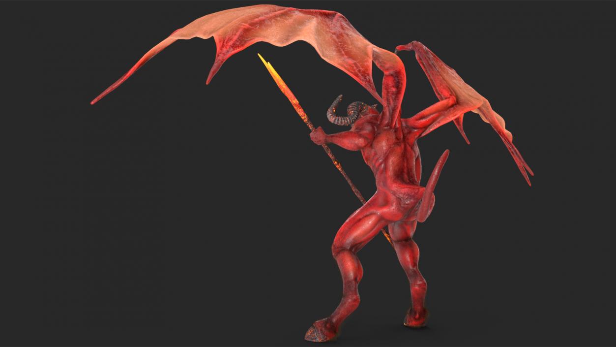 Devil Character with Trident Angry Pose 3D model