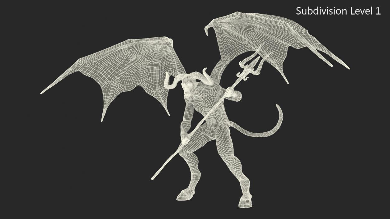 Devil Character with Trident Angry Pose 3D model