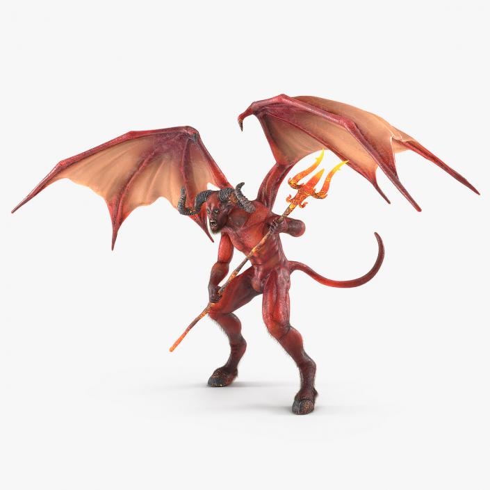 Devil Character with Trident Angry Pose 3D model