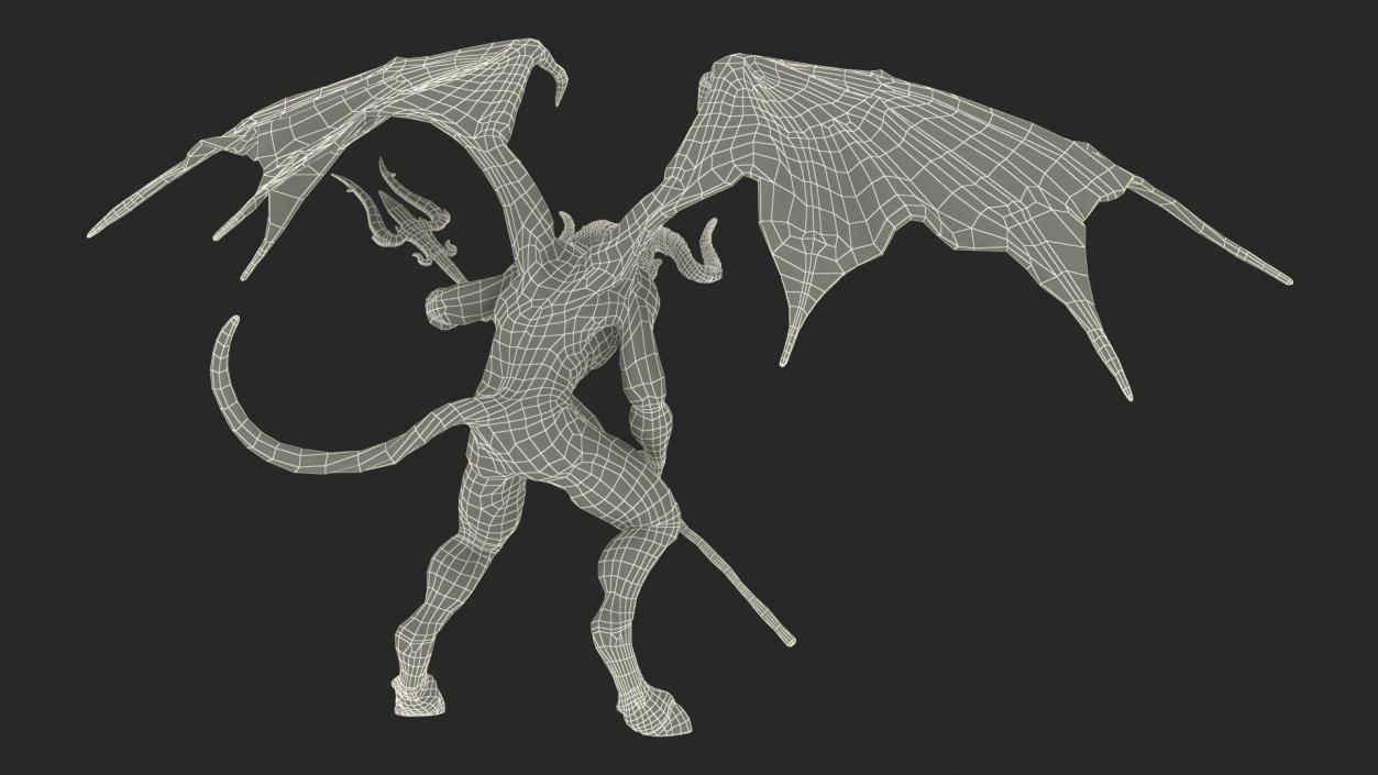 Devil Character with Trident Angry Pose 3D model