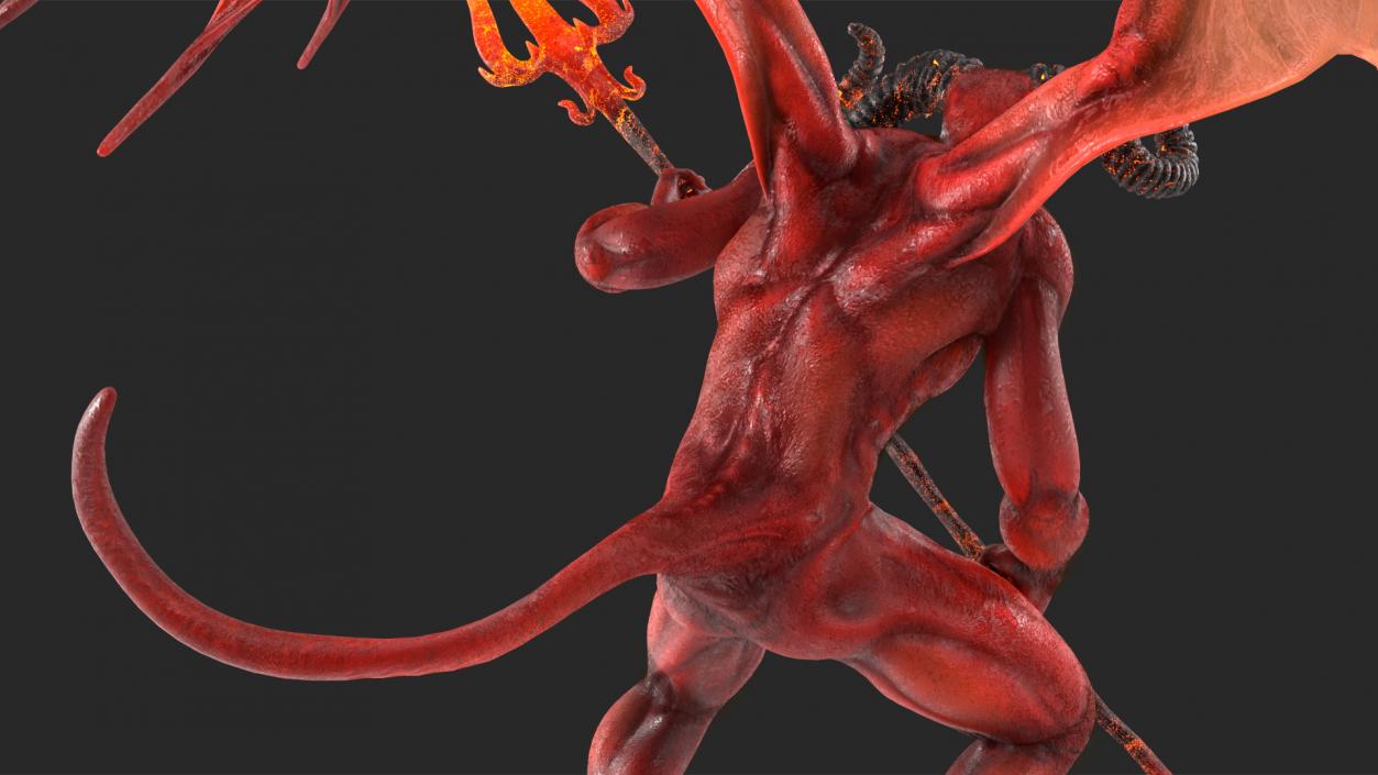 Devil Character with Trident Angry Pose 3D model