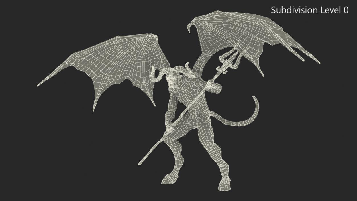 Devil Character with Trident Angry Pose 3D model