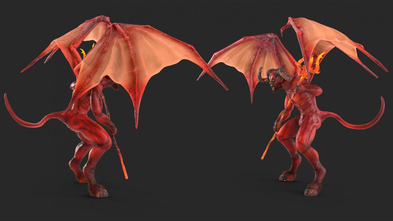 Devil Character with Trident Angry Pose 3D model