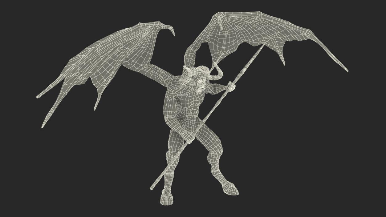 Devil Character with Trident Angry Pose 3D model