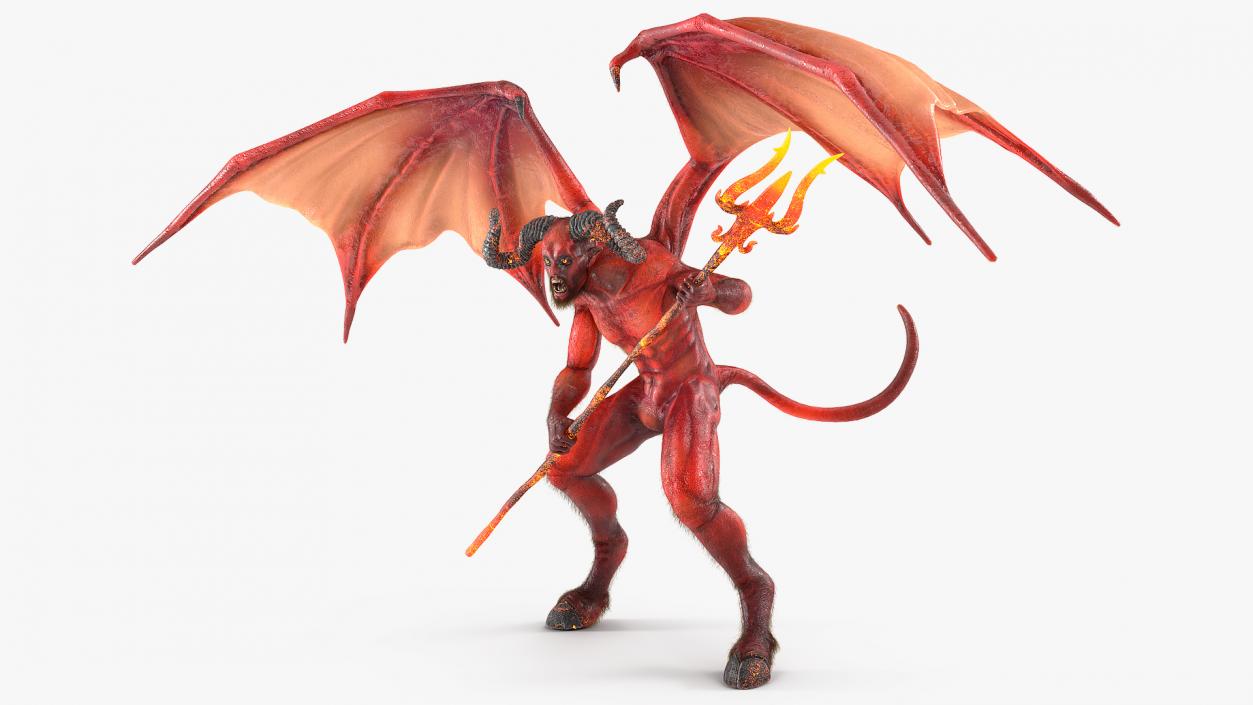 Devil Character with Trident Angry Pose 3D model