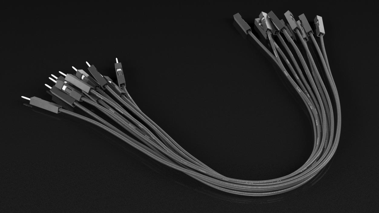 3D model Jumper Wires Bended Black