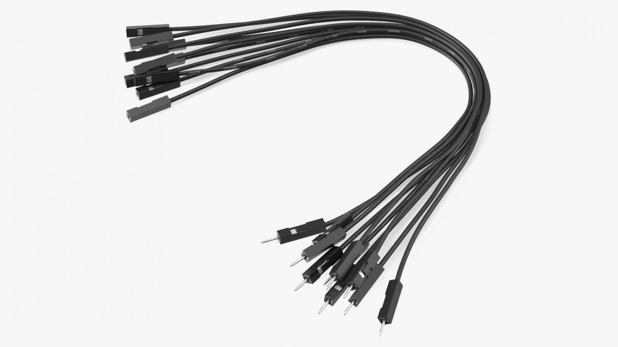 3D model Jumper Wires Bended Black