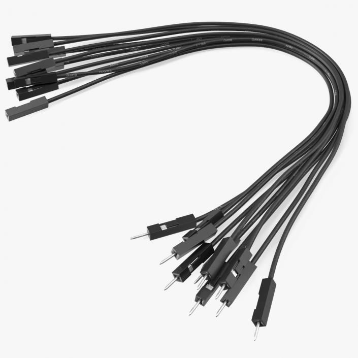 3D model Jumper Wires Bended Black