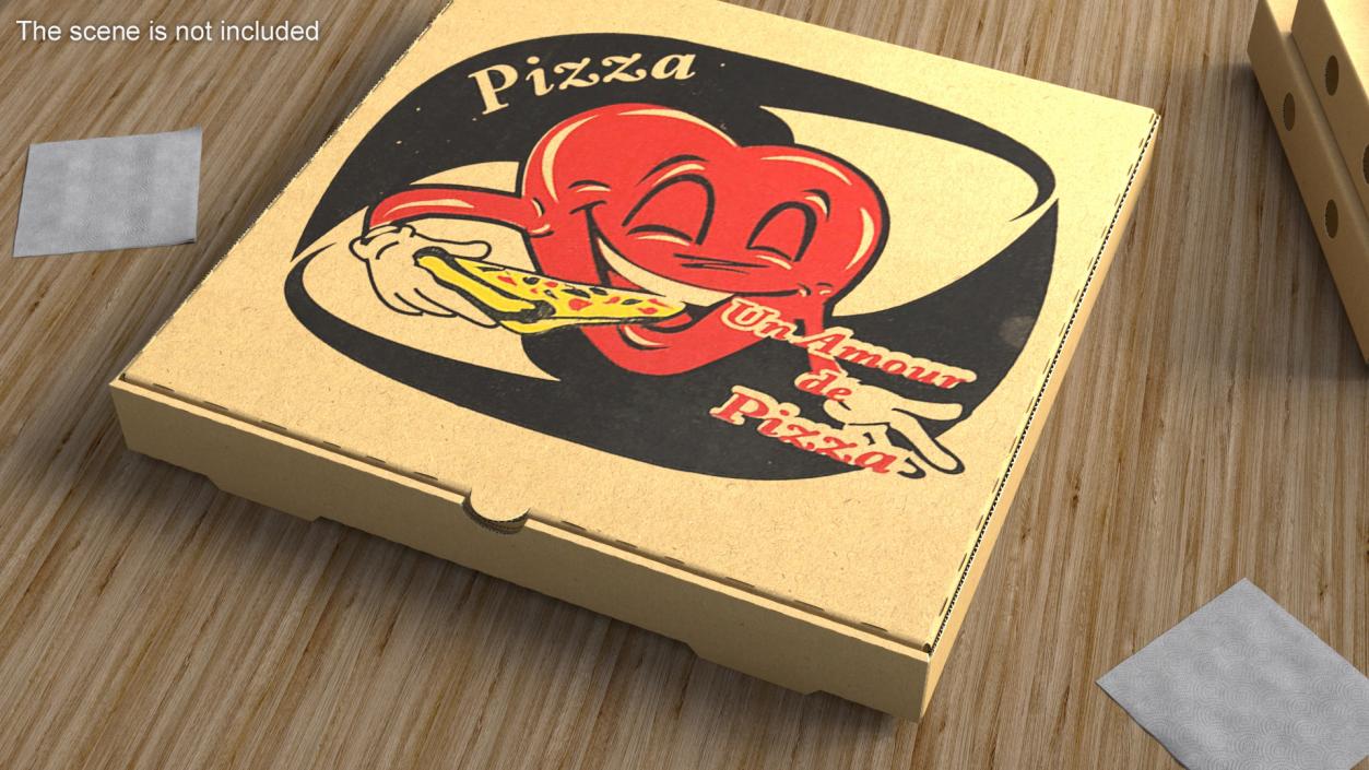 Cardboard Pizza Boxes with Pepperoni Pizza 3D