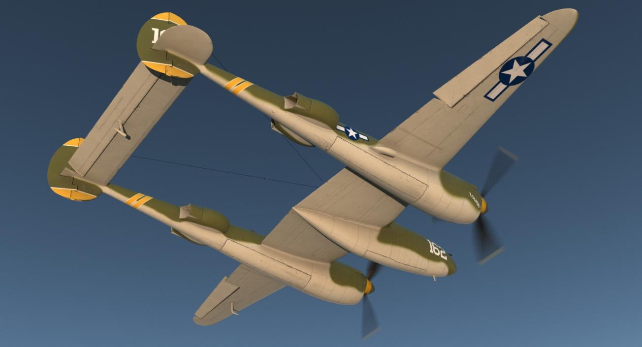 3D Lockheed P-38 Lightning US WWII Fighter Rigged