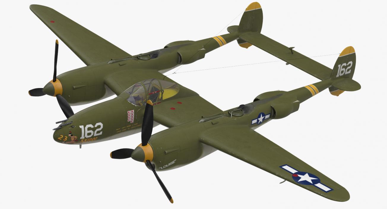 3D Lockheed P-38 Lightning US WWII Fighter Rigged