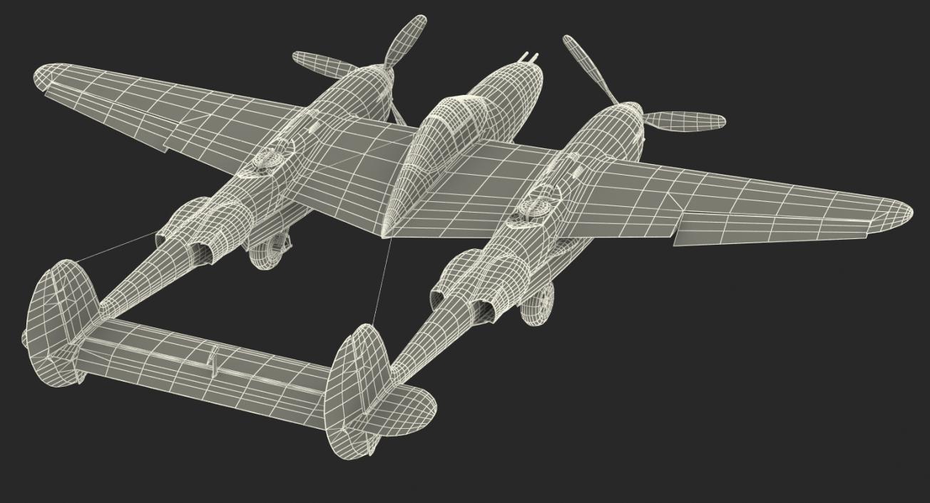 3D Lockheed P-38 Lightning US WWII Fighter Rigged