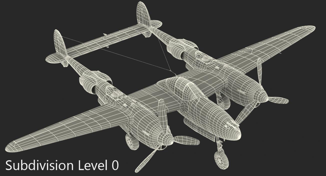 3D Lockheed P-38 Lightning US WWII Fighter Rigged