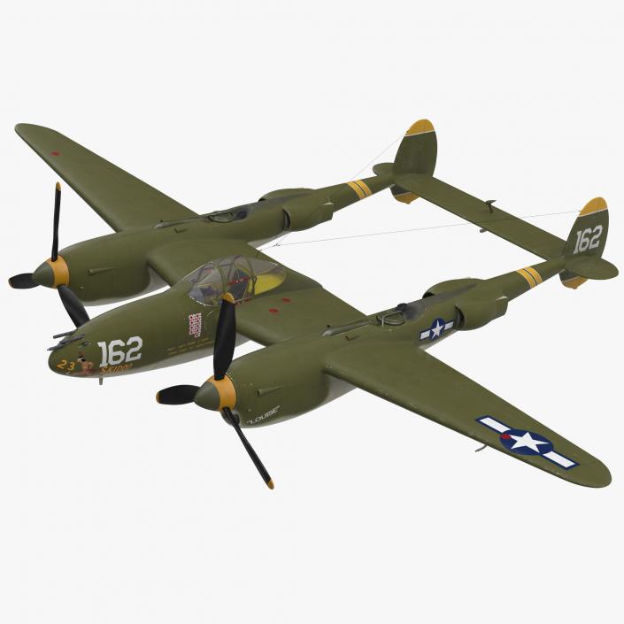 3D Lockheed P-38 Lightning US WWII Fighter Rigged