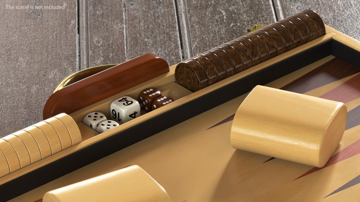 Wooden Backgammon Board Game Set 3D