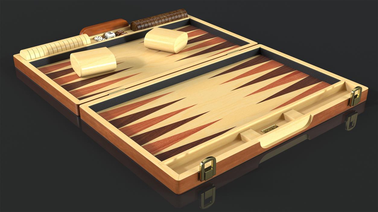 Wooden Backgammon Board Game Set 3D