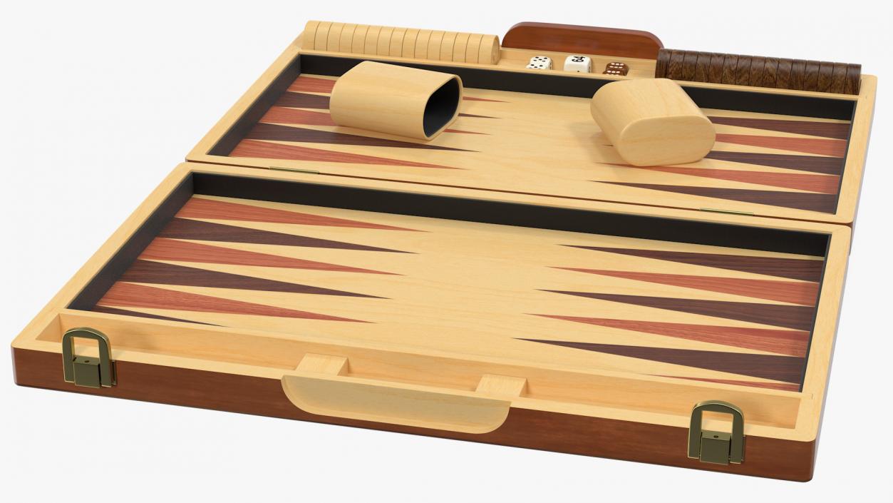 Wooden Backgammon Board Game Set 3D