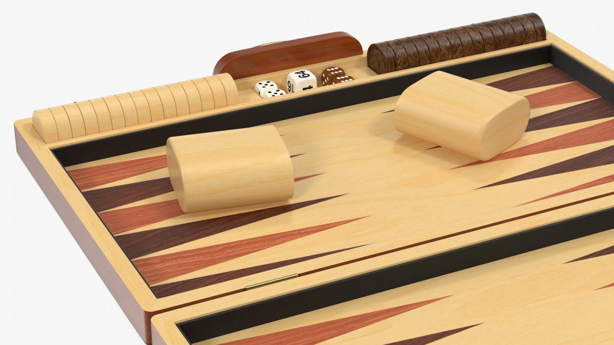 Wooden Backgammon Board Game Set 3D