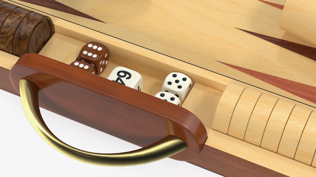 Wooden Backgammon Board Game Set 3D