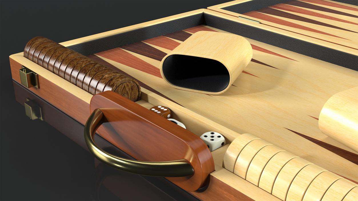 Wooden Backgammon Board Game Set 3D