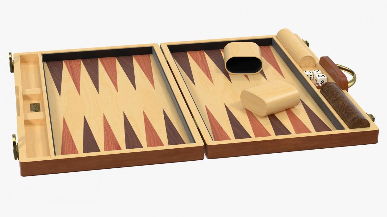 Wooden Backgammon Board Game Set 3D