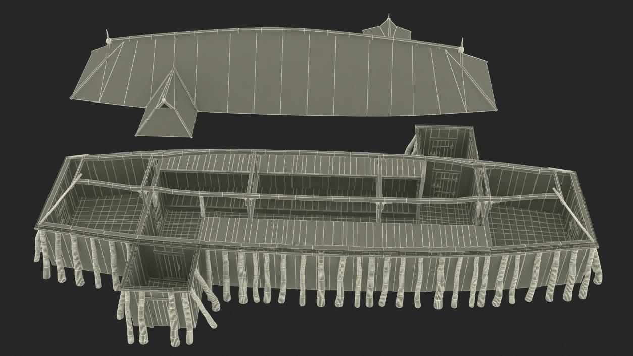 Aged Vikings Longhouse 3D