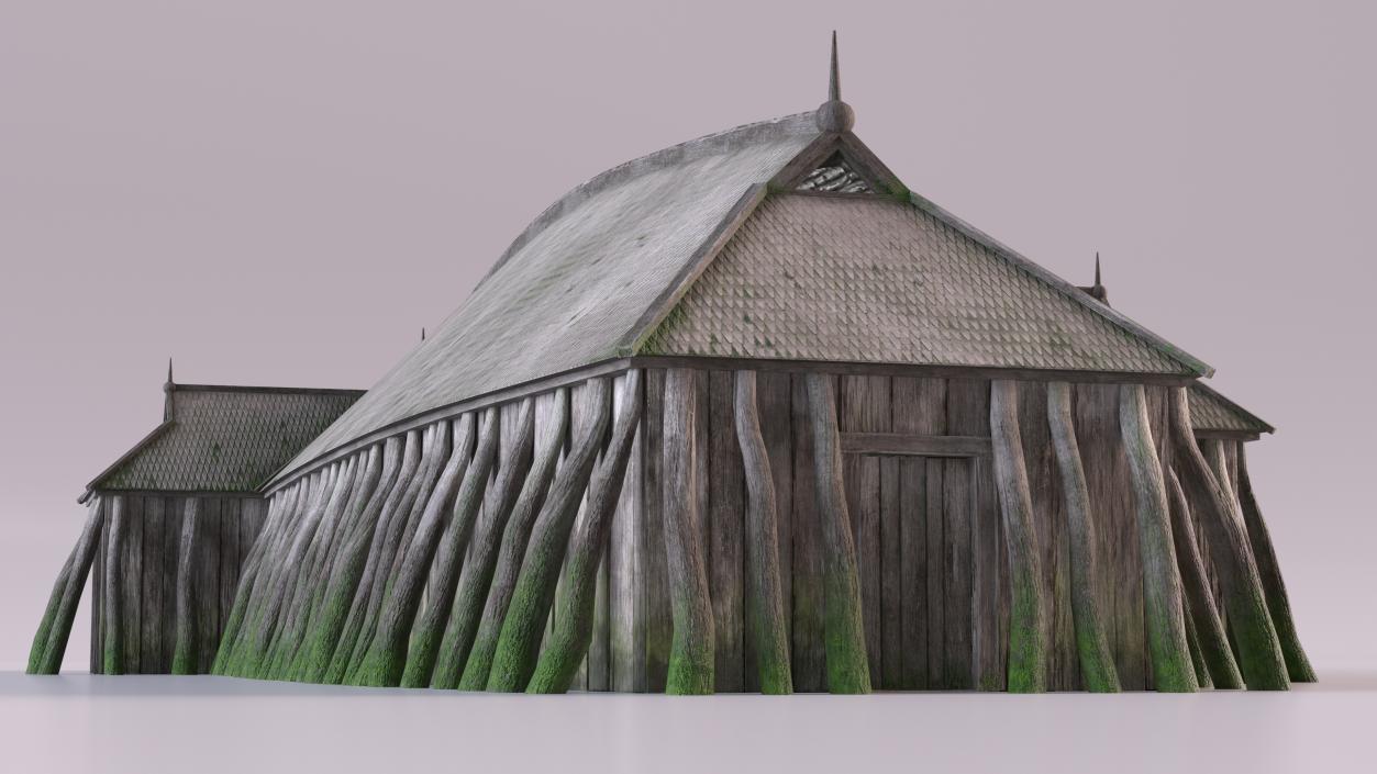 Aged Vikings Longhouse 3D