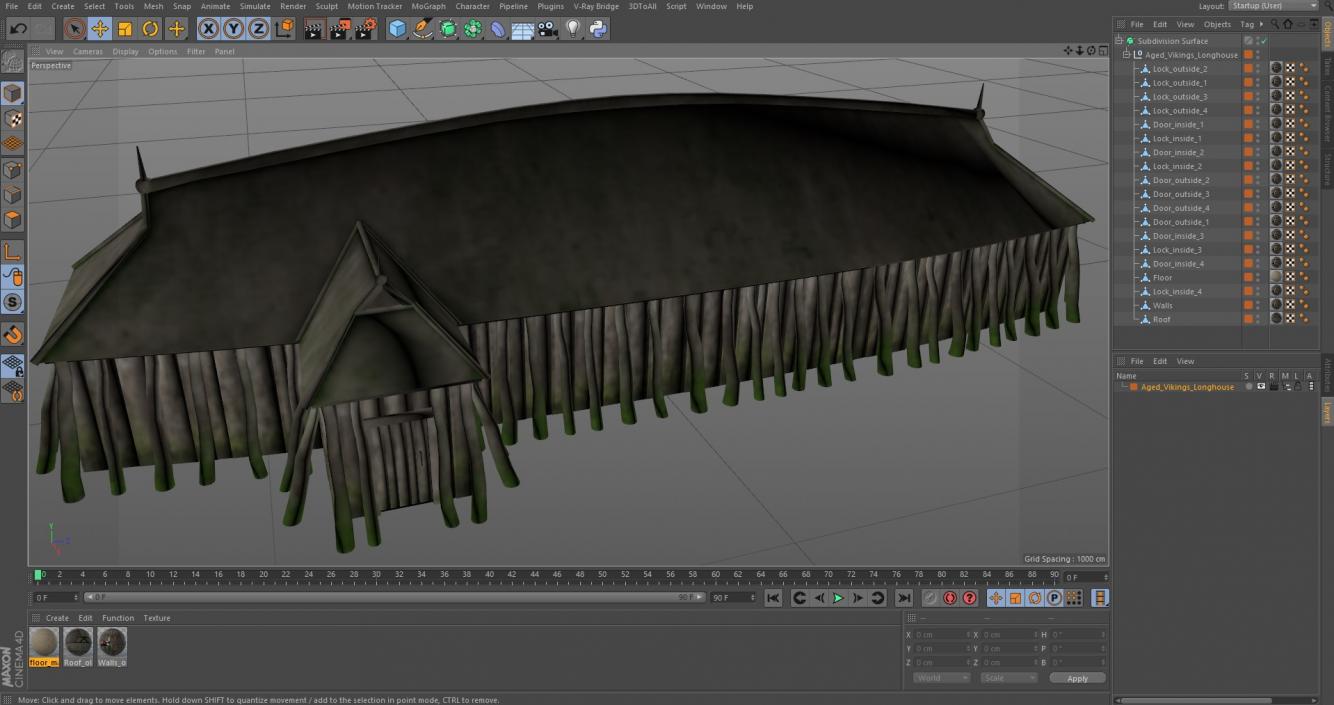 Aged Vikings Longhouse 3D