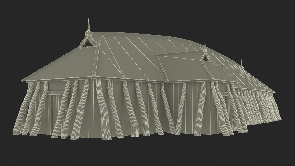 Aged Vikings Longhouse 3D