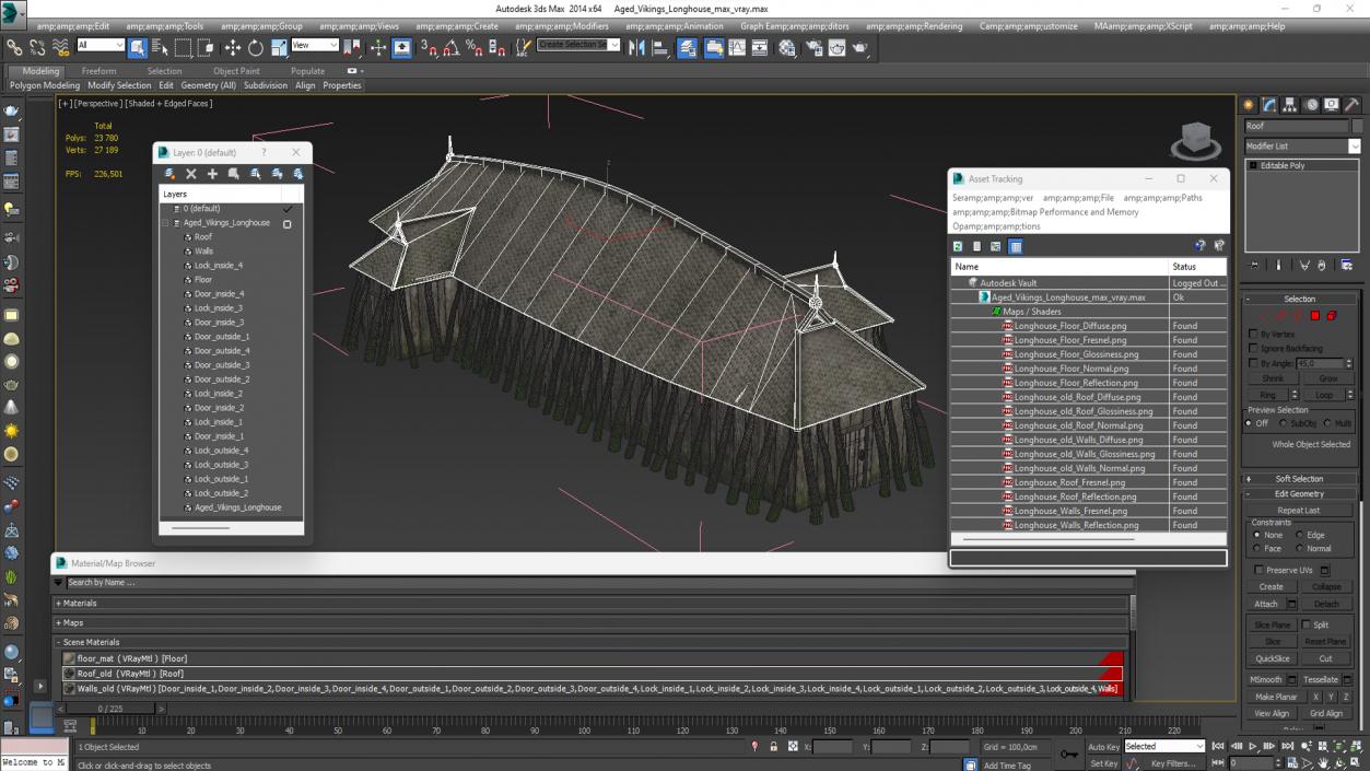 Aged Vikings Longhouse 3D