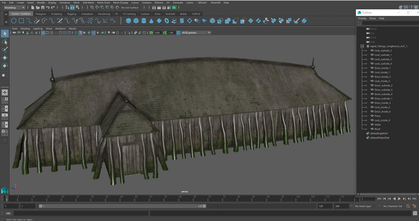 Aged Vikings Longhouse 3D