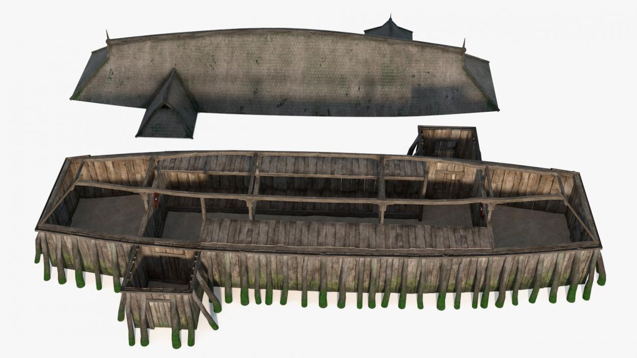 Aged Vikings Longhouse 3D